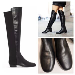 Vince Camuto Sz 6.5 Karita Over the Knee Black Leather/Stretch Riding Boots EUC